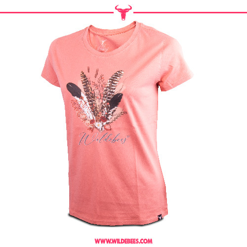 Short Sleeve Feather Floral T-Shirt  | Ladies