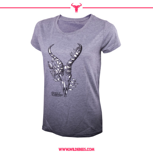 Short Sleeve Foil Sketch Skull T-Shirt  | Ladies