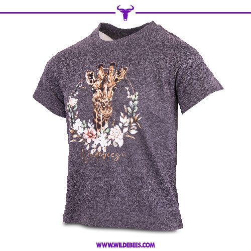 Giraffe  T-Shirt Charcoal Melange | Girls