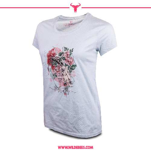 Short Sleeve Floral Skull T-Shirt | Ladies