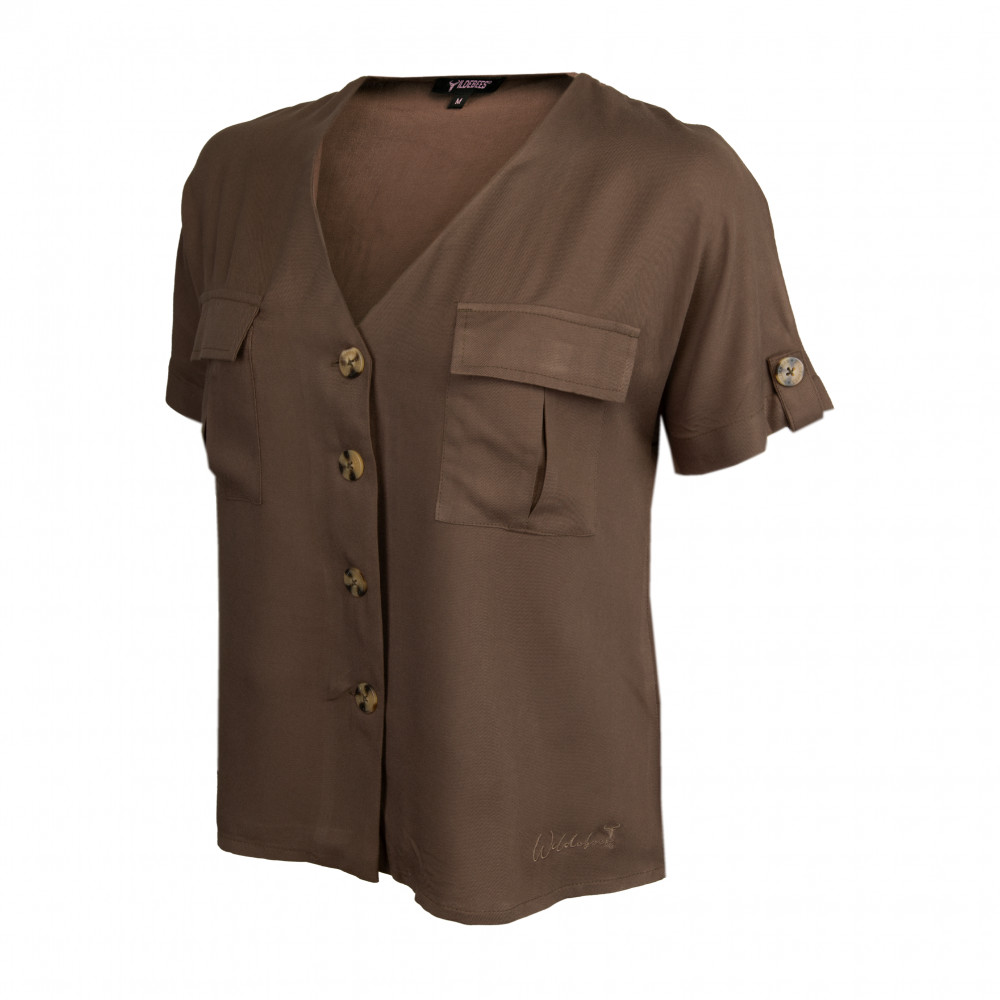 Short Sleeve Safari Plain Pocket Forest Shirt | Ladies